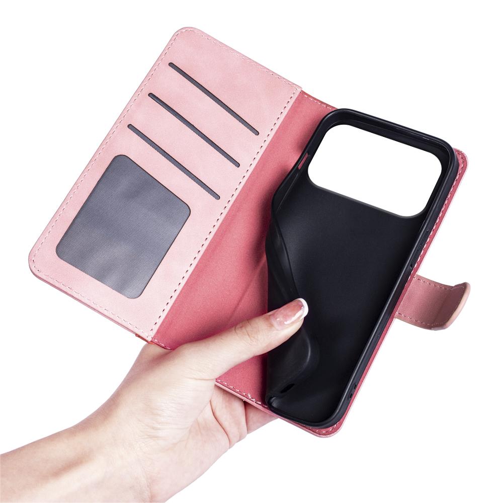 For iPhone 17 Pro Wallet Case Leather Phone Cover Splicing Color