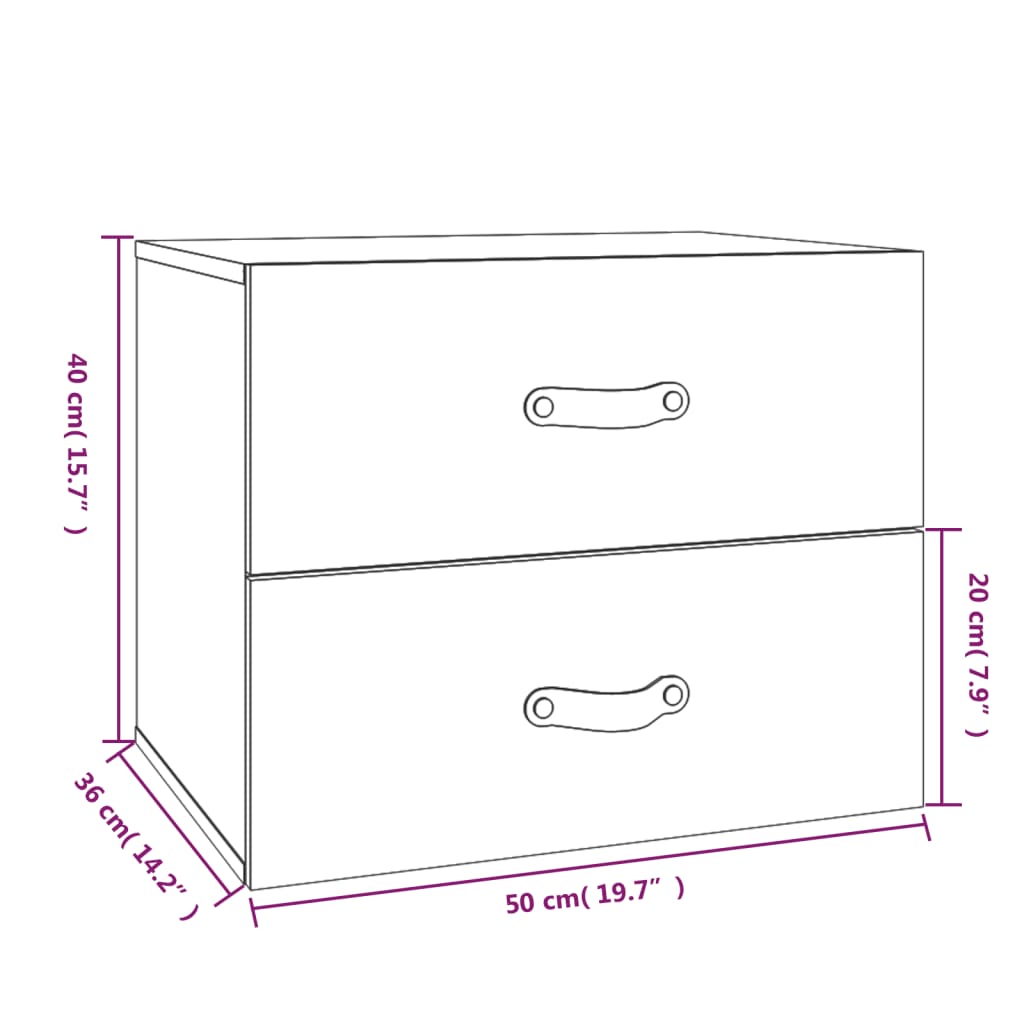 Wall Mounted Nightstand Gray 50 x 36 x 40 cm