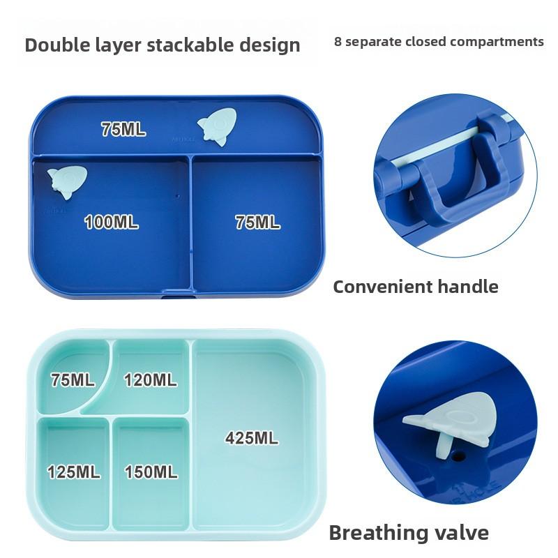 Large Capacity 2 Tier Bento Lunch Box Microwave Dishwasher Safe Portable Meal Prep Container for Students Adult Fruit Salad Box