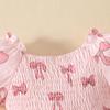 2025 Summer Newborn Ruffle Dress with Lantern Sleeves, Strawberry Butterfly Pattern, and Snap Closure.
