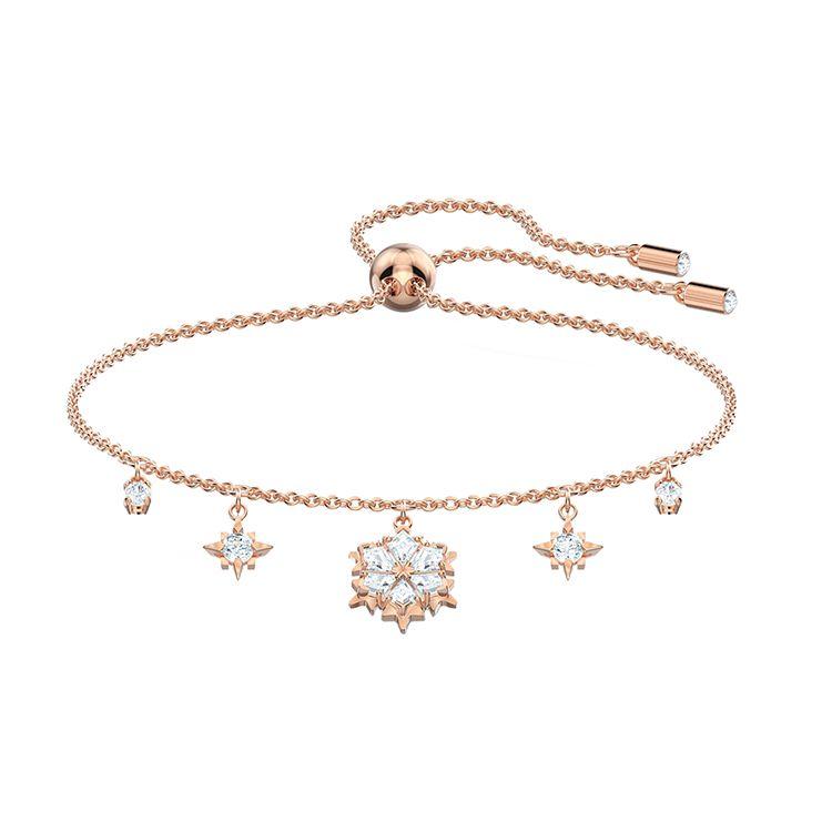 Swarovski Magic Snowflake Pendant Elegant Sweet Crystal Bracelet Women bracelet Rose-Gold 5558186 Box (Random Color)