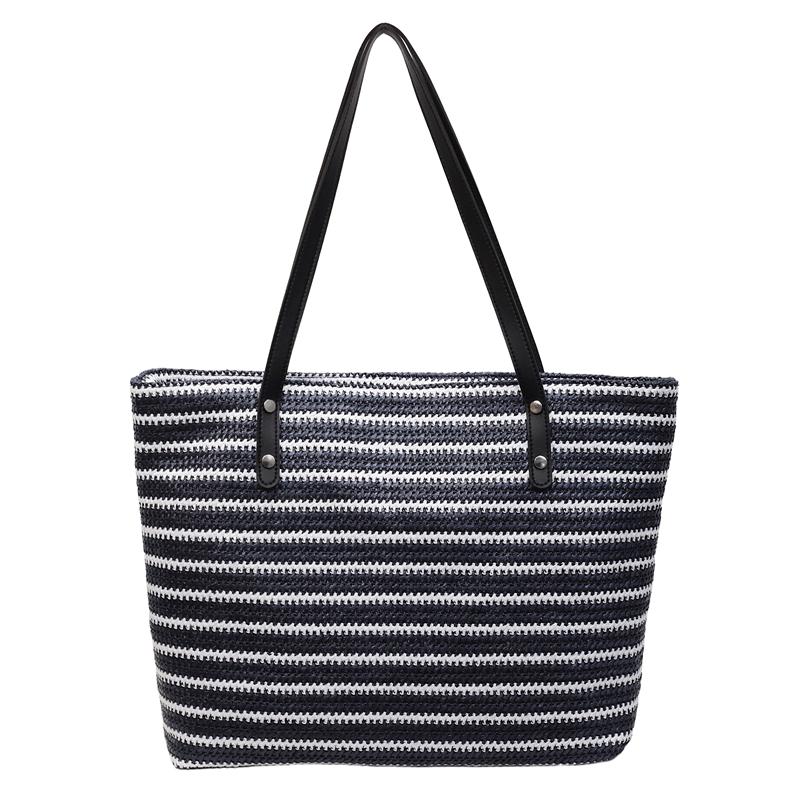 Regenbogen Stroh Gewebte Handtasche Damen Gewebte Schulter Unterarmtasche