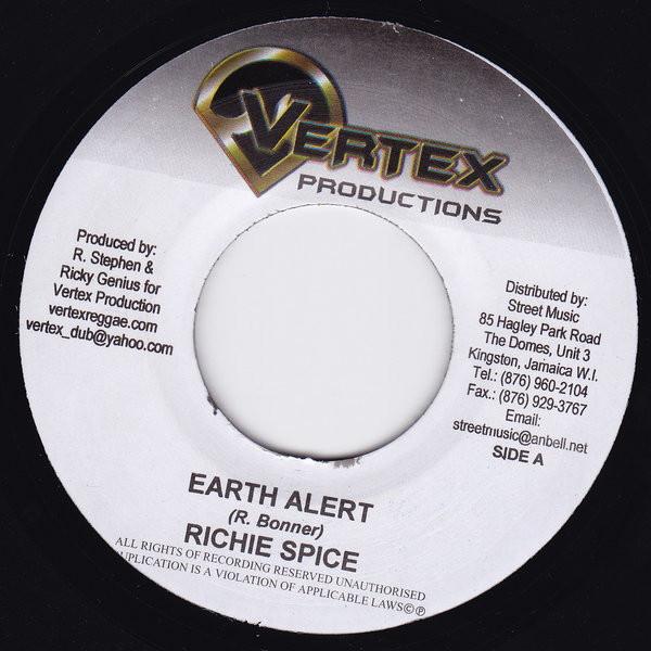 

7inch Record RICHIE SPICE - Earth Alert NONE Vertex Producti 2005 Jamaica Reggae, Ska & Dub Used