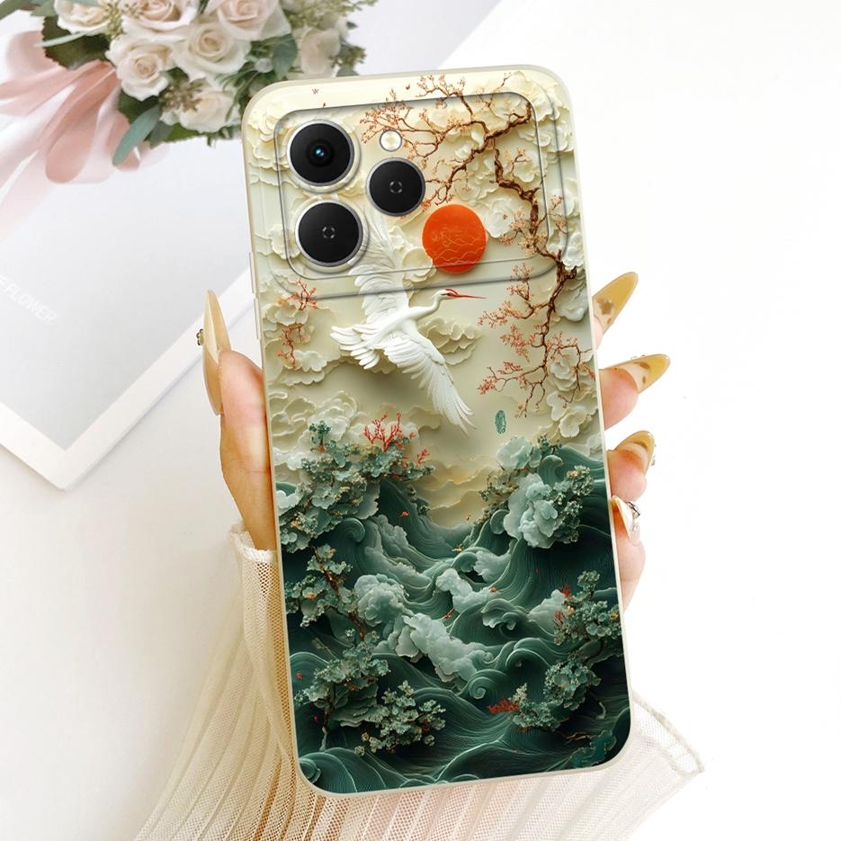 Per Tecno Spark 40 Custodia KM5 Nuova Lusso Fiori Caramella Verniciata Copertura Morbido Silicone Custodia Telefono Per Tecno Spark 40C Spark40 C Fundas