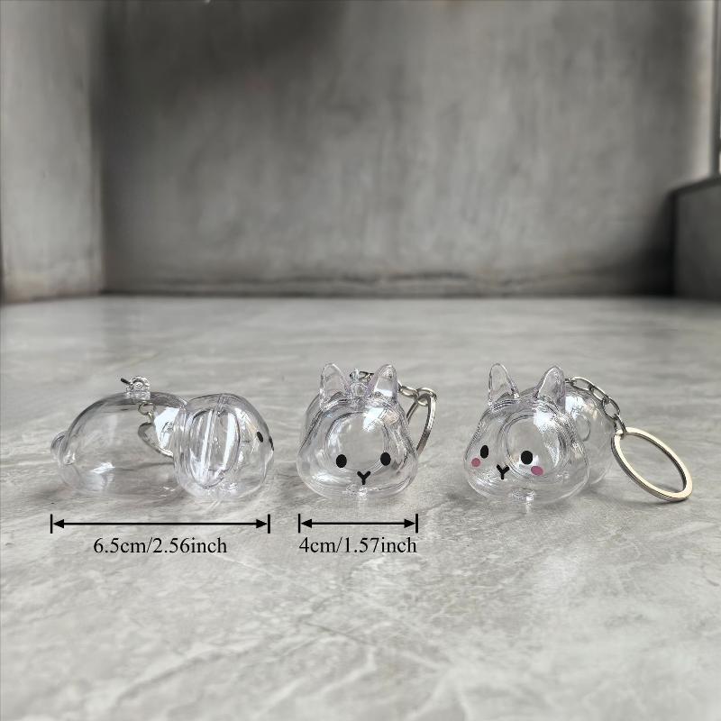 Scatola Trasparente per Ricordi di Pelo di Animale Cartone Animato Portachiavi Organizzatore in Pelliccia di Animale Carino Coniglio Portachiavi Ciondolo Borsa Souvenir per Animali