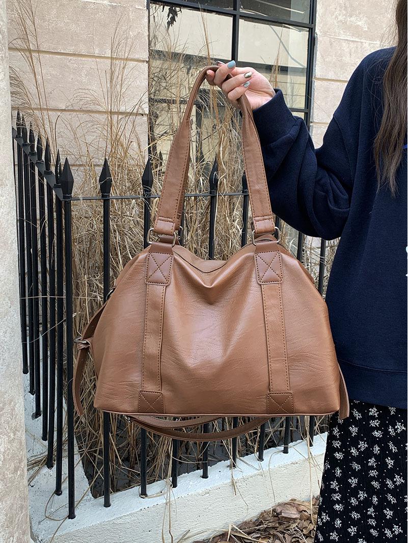 

2025 Women s Korean Style Large Capacity Travel Tote Crossbody Bag коричневый