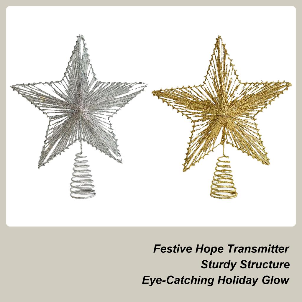Christmas Tree Top Decoration Metal Star Shaped Gold Shining Tree Top Decoration With Sparkling Design Christmas Tree Topper