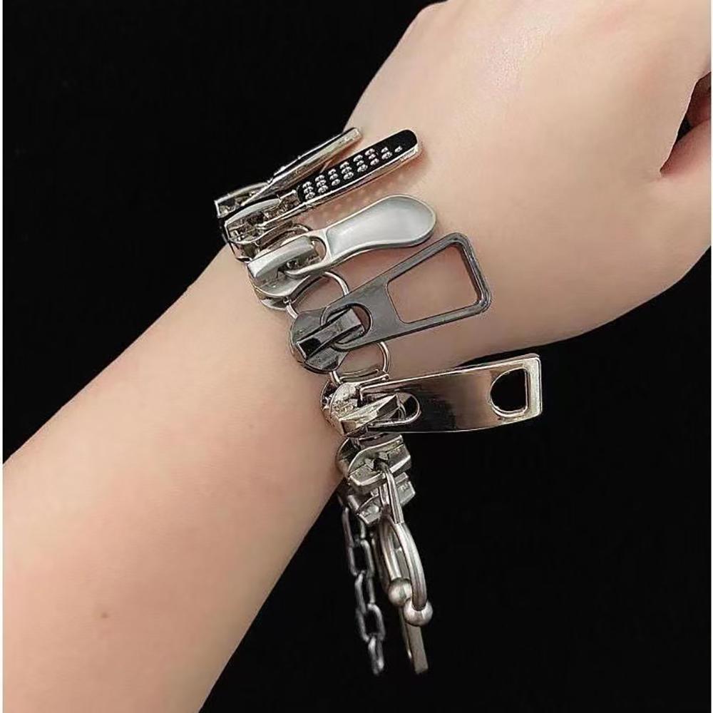 

Cyber Punk Zipper Bracelet Fringe Chain Head Y2k Hip Hop Choker Men s Women s Fashion Trend Personality Jewelry Gift