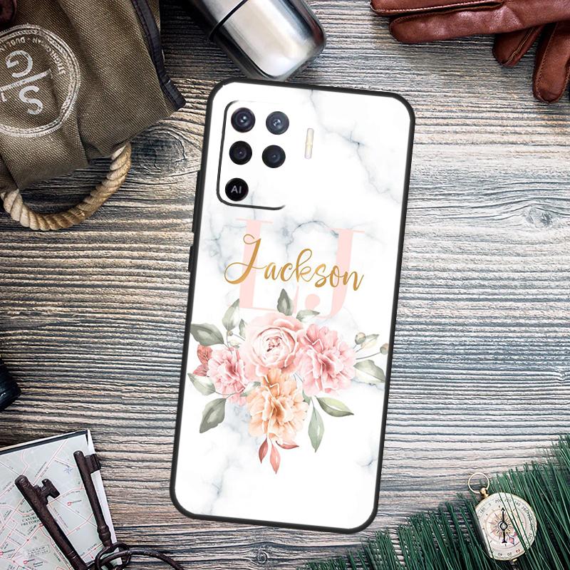 PERSONALISED floral name initial Case For OPPO A98 A78 A79 A16 A76 A96 A5 A9 A53 A17 A77 A15 A52 A72 A74 A94 A54S A57S Cover