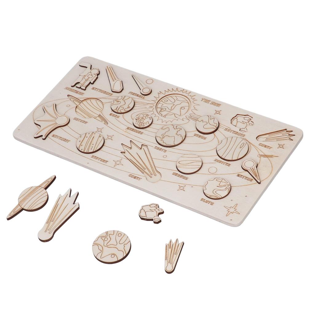 Wooden Solar System Assembling Matching Toy Astronomy Science Educational   Toy for Kids