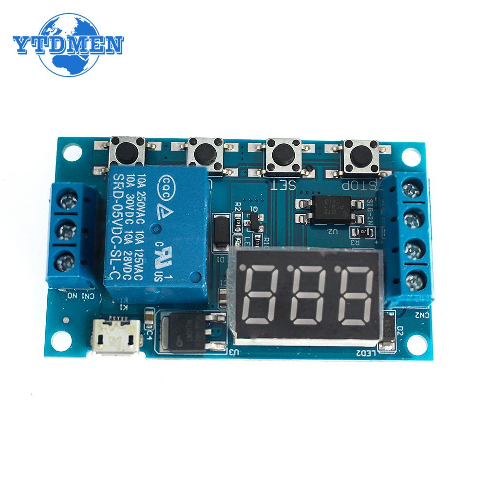 

1PCS DC 6-30V Support Micro USB 5V LED Display Automation Cycle Delay Timer Switch Off Delay Time Relay Module 6V 9V 12V 24V синій