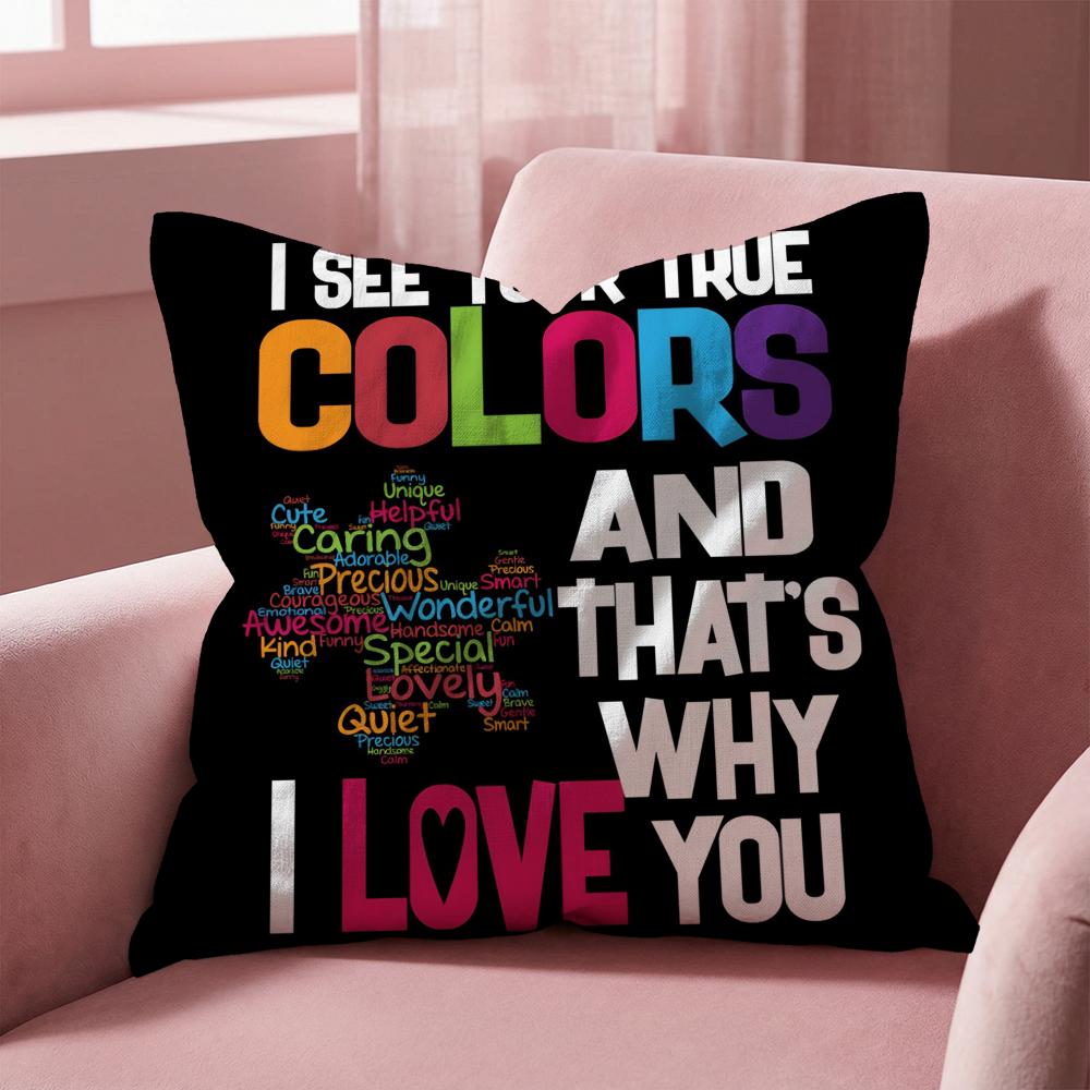 Autism Support Puzzle Cushion Cover Multi-Scene Pillow Cover for Home & Car - Reversible, Soft & Durable for Daily Use