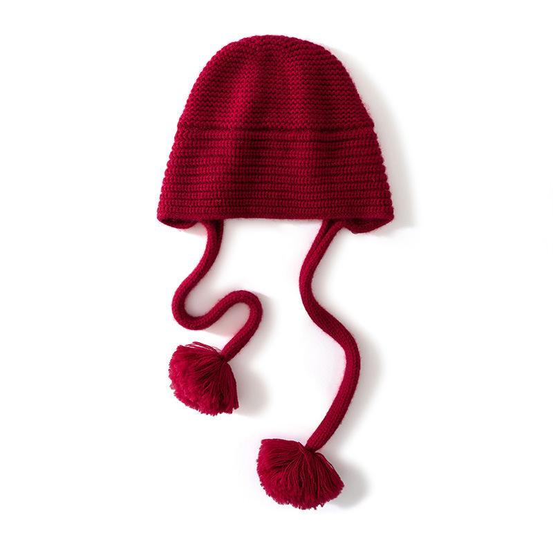Customized autumn and winter cashmere thickened knitted warm braid hairball men's and women's cashmere caps