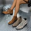 Woman Boots Leopard Print 2024 Autumn Women's Short Boots Pointed British Zipper Non Slip Ankle Boots Plus Size