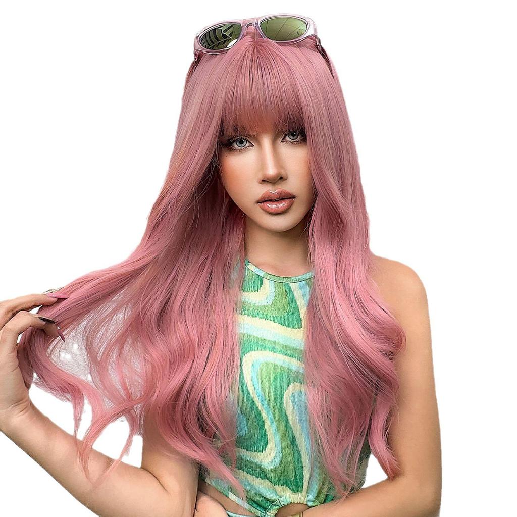 Colorful Cosplay Wig Set for Christmas & Halloween - Anime Style with Air Bangs & Big Waves