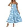 Women's Long Beach Casual Elegant Spaghetti Strap Maxi Dress Stitching Low-key Flowing Bohemian Dress