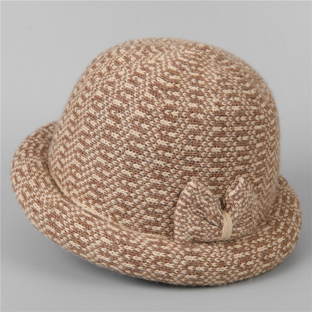 Шляпа Женская Сезонная Шляпа-Ведро Шляпа-Цилиндр Шерстяная для Тещи Бабушки Утолщенная Теплая Шляпа-Ведро M（56-58cm）