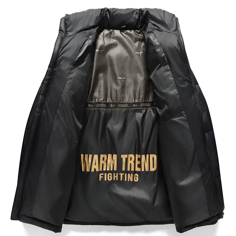 Winter Jacket Men Thicken Casual Parka Slim Fit Outwear Waterproof Warm Solid Color Outwear Stand Collar Coat