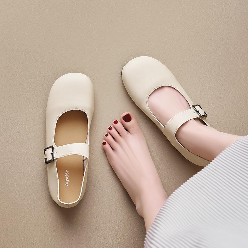 Augustine soft-soled French Mary Jane women's shoes 2025 new autumn flat-soled single shoes small leather shoes women's skirt