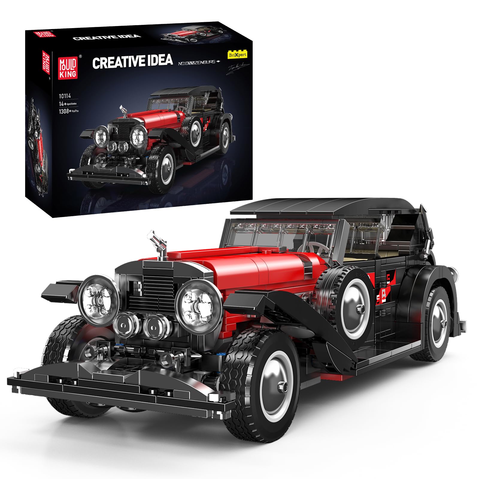 

Mould King 10114 MOC Технология Модель Винтажного Автомобиля Набор Строительных Блоков, Конструктор-Кламп Кабриолета, Строительные Блоки-Клампы Модели Спорткара