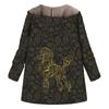 Women's Casual Large Print Zipper Plush Hooded Long Sleeve Coat With Pockets