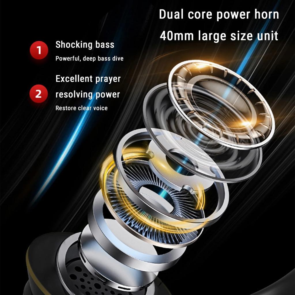 KH20 Earphones Over Ear Bluetooth Headphones Wireless Headset with Built-in Mic Soft Earmuffs Retractable Holder Connecting Audio Cable on Clearance