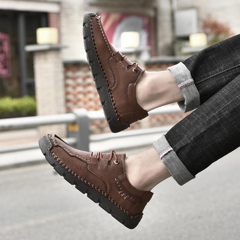 38-48 Herren Übergröße Einfache und Modische Lässige Lederschuhe Outdoor Low Cut Wanderschuhe
