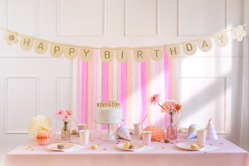 Filzbanner Happy Birthday Girl, Rosa, 3M