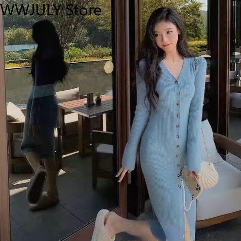 Vintage One Piece Dress Korean Fashion Knitted Midi Dress Button Up Long Sleeve Black Sweater Party Dress Evening 21 Winter Buy At A Low Prices On Joom E Commerce Platform Vintage One Piece Dress Korean Fashion Knitted Midi Dress Button Up Long Sleeve Black Sweater Party Dress Evening 21 Winter Buy At A Low Prices On Joom E Commerce Platform