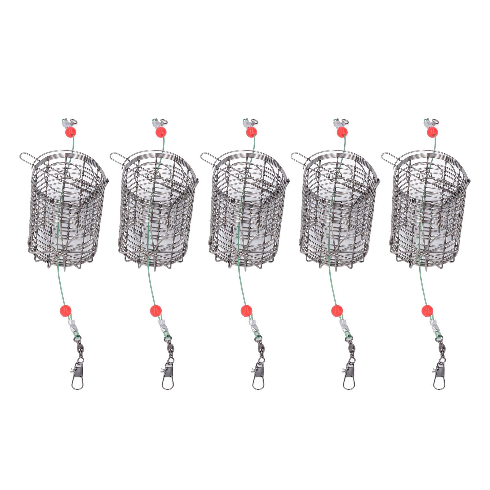 

5Pcs Fishing Bait Cages Lure Cage Stainless Steel Fishing Trap Basket Feeder Holder M