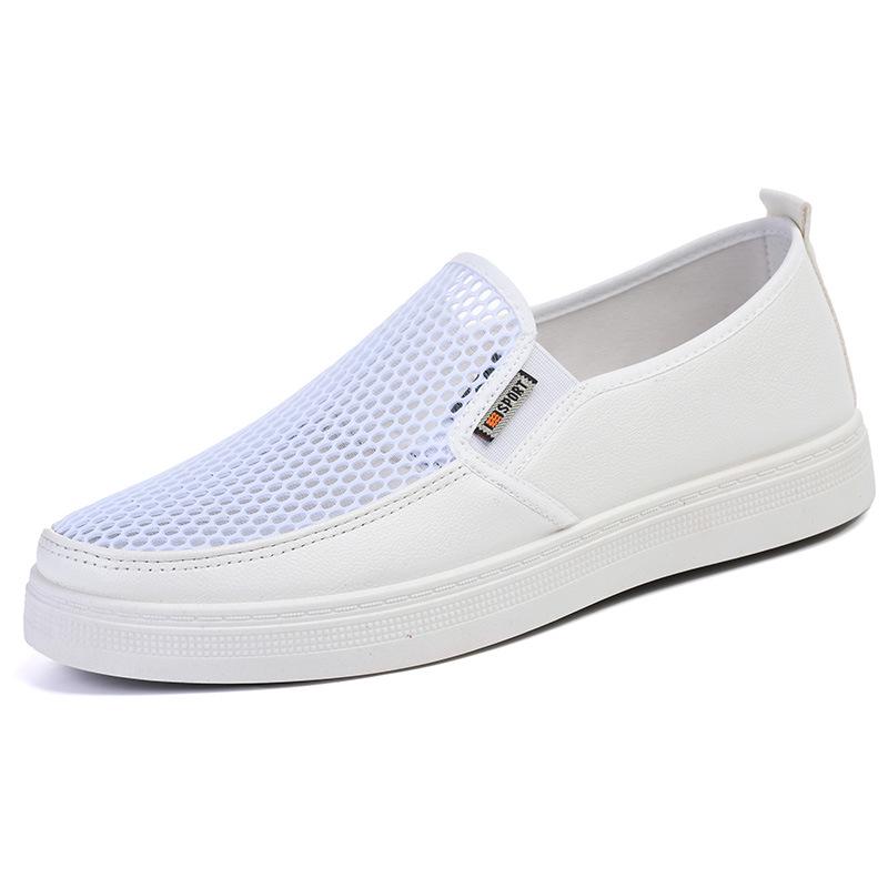 Men s Summer Breathable Slip-on Mesh White Board Shoes Size 43 белый