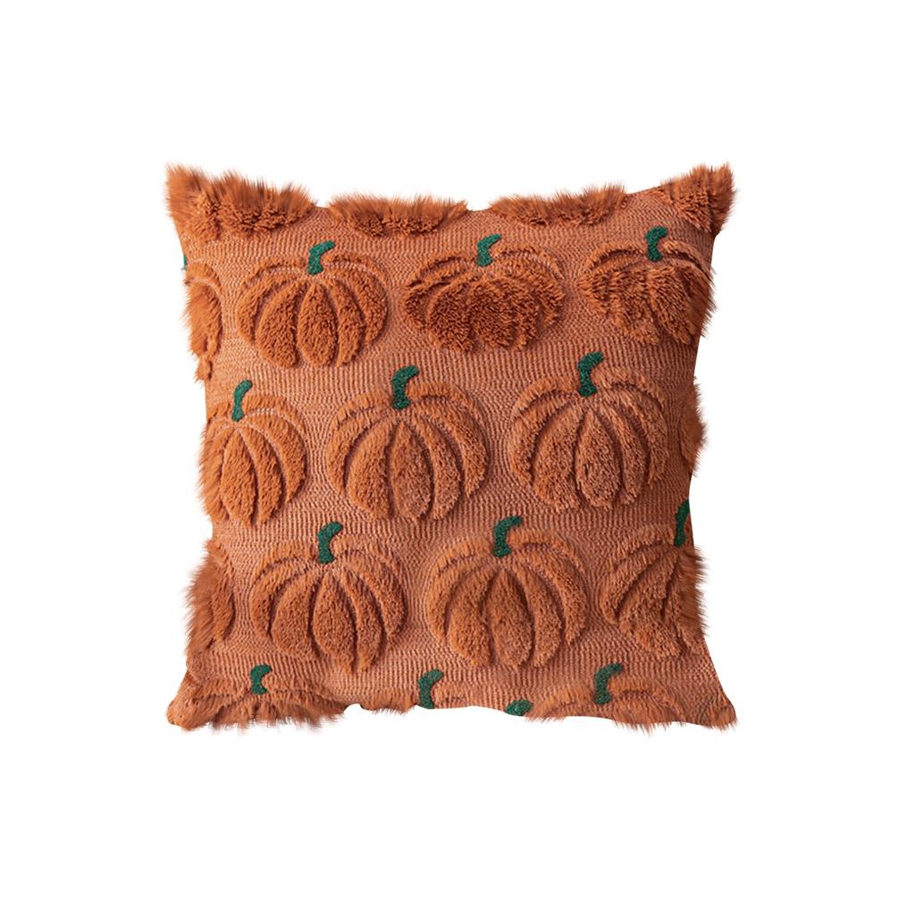 17.7*17.7in Christmas Thanksgiving Pillow Cover Solid Color Cushaw Embroidery Home Pillow Waist Cushion Cover
