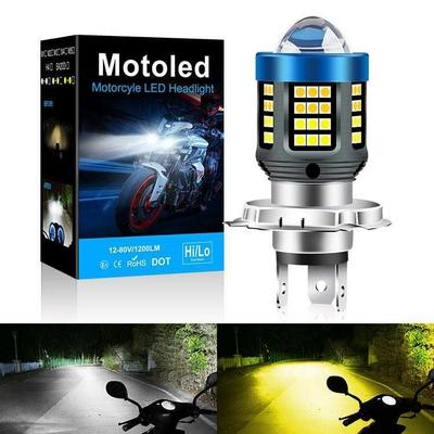 Super jasná žiarovka do predného svetlometu motocykla H4 Lo, 2 farby, prepínateľná, ultra jasná LED, motocykel