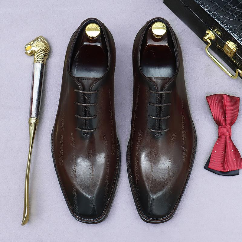 

Кожаная обувь мужская натуральная кожа платья деловая цельнокожаная обувь Оксфорды высококлассная натуральная британская обувь 46 темно-коричневого