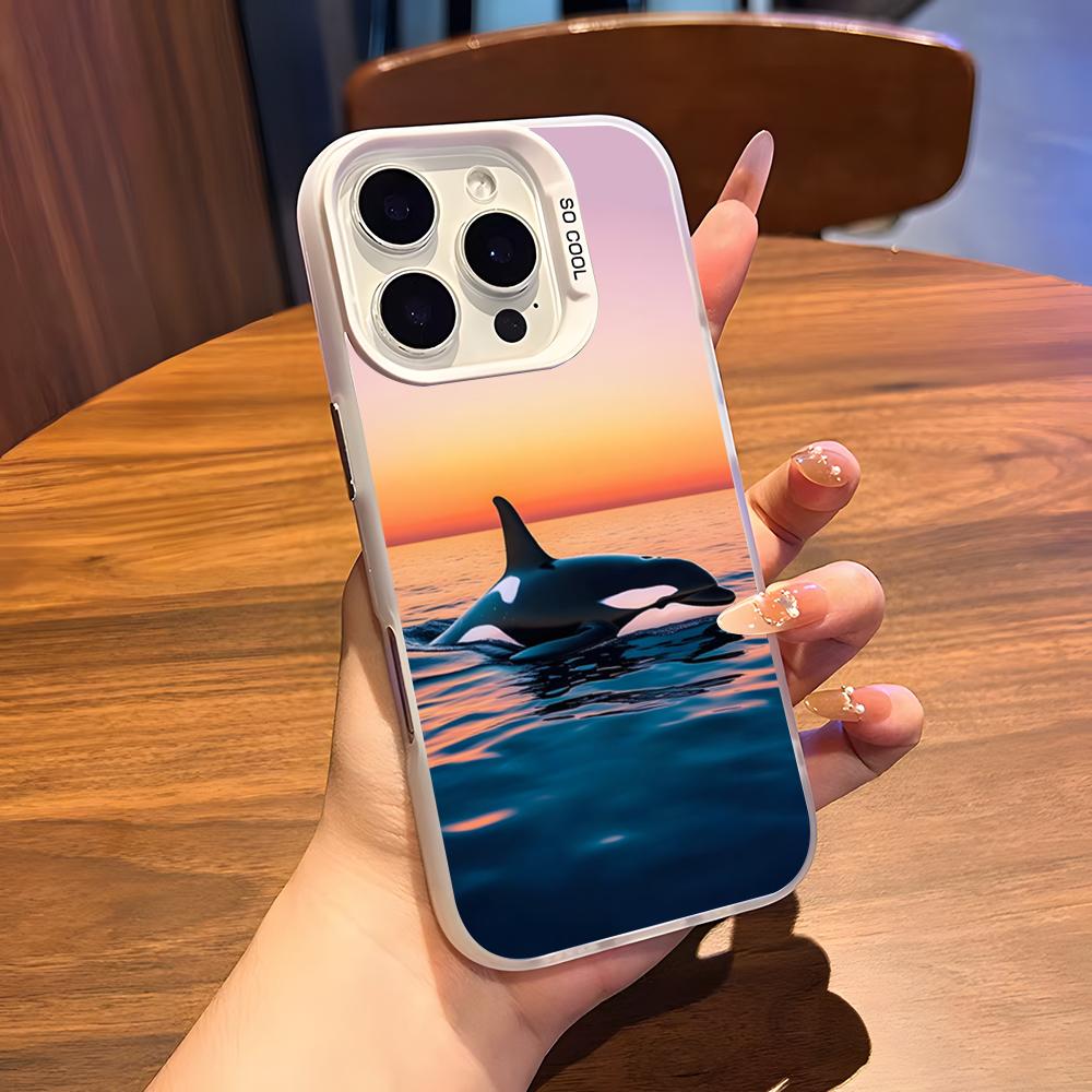 

O-Orcas W-Whale Phone Case For IPhone 17 Air 16 15 14 Plus 13 12 11 Pro 7 8 XS Max XR Silver White Bumper Case iPhone 16 Pro Max