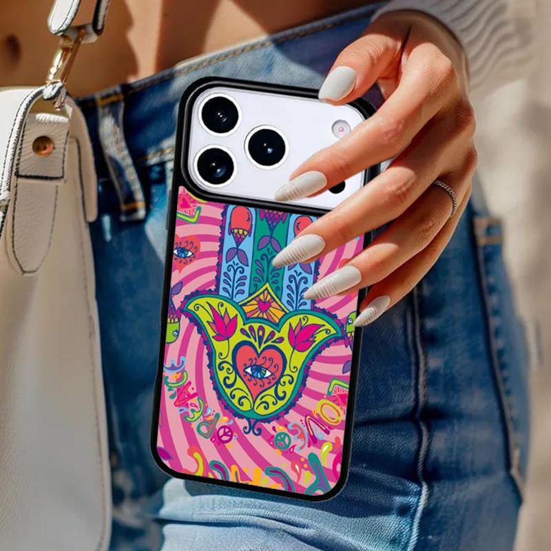 Hamsa Hand Amulet Psychedelic Phone Case For iPhone 17 Air 14 15 13 12 Max Cover For Apple 14 15 16 16e 11 Pro Max Plus