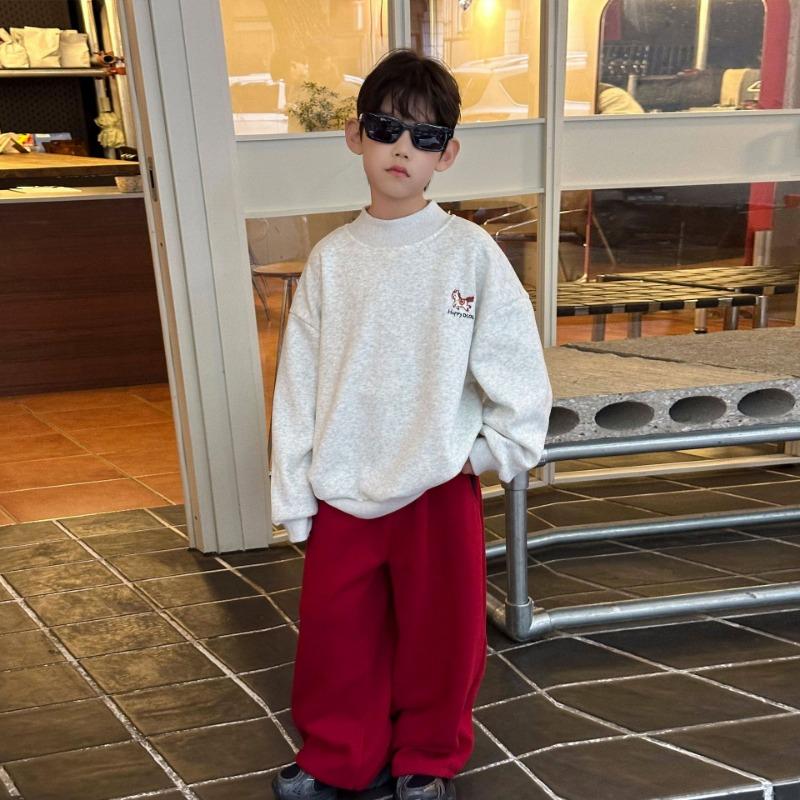 Boys Warm Fleece Lined Casual Solid Long Children Pants