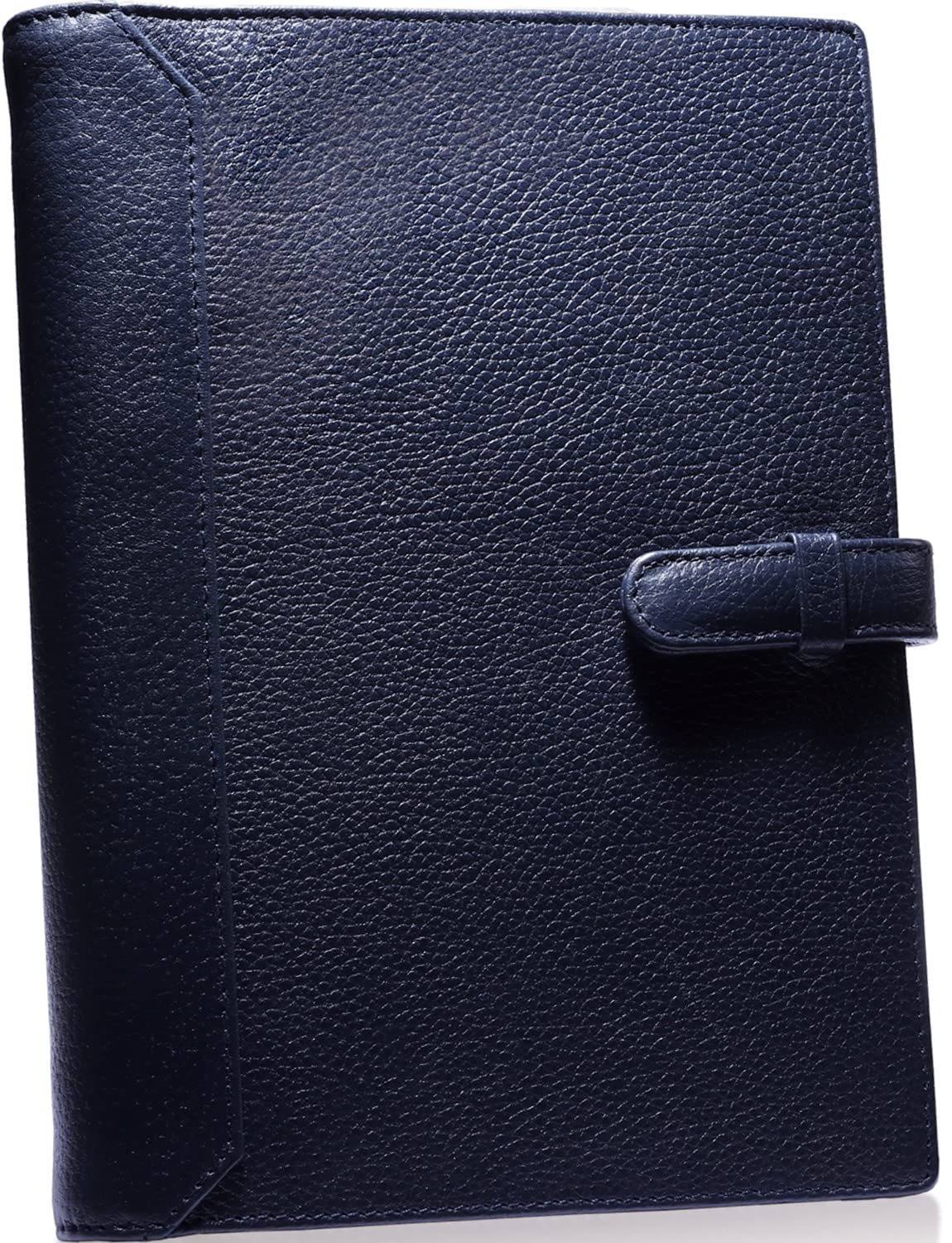 

A5 Size Systemy2 STC2 Genuine Cowhide Leather Binder with Pen Holder and Card Pockets [BLUE SINCERE] Organizer, Leather, 6-Ring Hole, Vegetable-Tanned