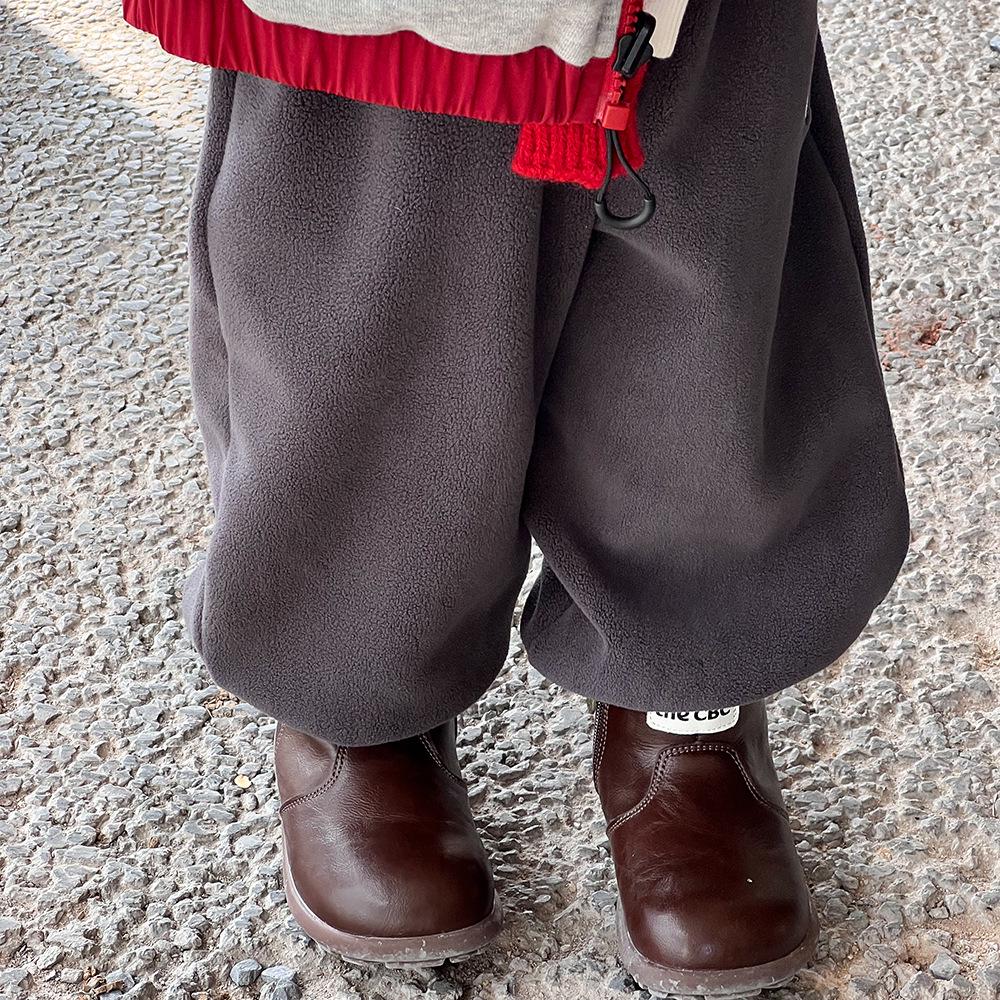 Kids' Fleece-Lined Sweatpants: Thick Coral Fleece, for Autumn & Winter, Unisex Kindergarten Sports Pants