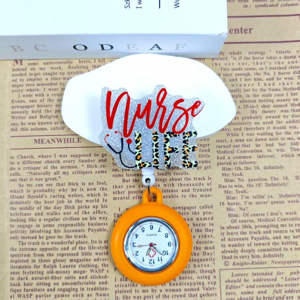 Shiny Cartoon Nurse & Doctor Badge Reel with Retractable PVC Pocket Watch Clip