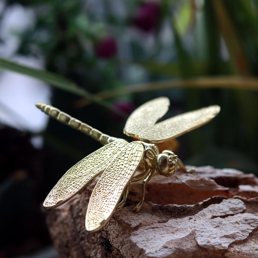 

1 Pcs Dragonfly Statue Office Desktop Decoration Ornament Simulation Animal Sculpture Christmas Halloween Home Decoration Gift золотистий