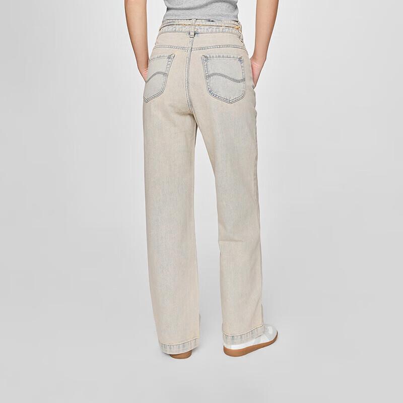 Lee Women's High-Waist Straight Wide-Leg Jeans with Belt