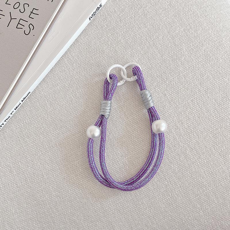 N402 Shiny Dopamine Color Block Woven Anti-Theft Mobile Wrist Lanyard