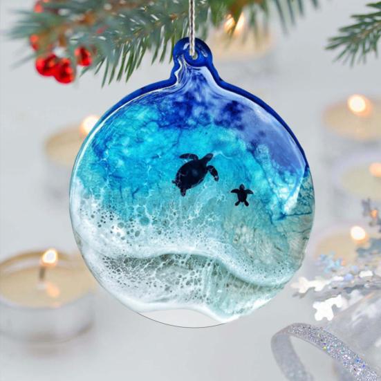 Sea Turtle Acrylic Ornaments Ocean-Themed Christmas Tree Decor Holiday Turtle Hanging