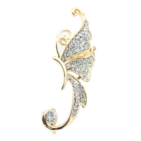 1Pc Ear Cuff Clamp Fine Workmanship Anti Rust Jewelry Rhinestone Butterfly Wing Ear Cuff Clip Earring for Club