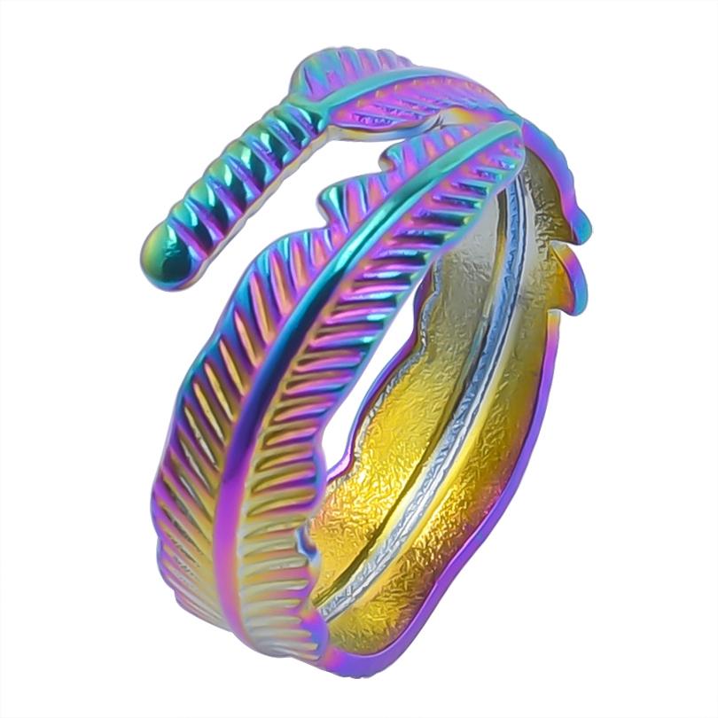 Rainbow Color Stainless Steel Rings For Women Men Accessories Punk Hollow Geometric Snake Ring Fashion Jewelry Adjustable Bague