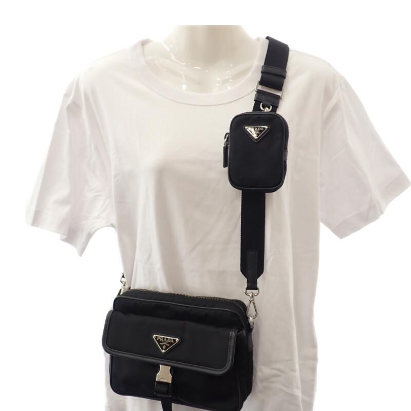 Prada 2VH133 Shoulder Bag Black Nylon/Safiano Women