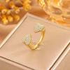 Fashionable Luxury Open Ring - Women's Heart-shaped Ring Set with Zirconia - Unique and High-end Style Finger Ring with Open Design