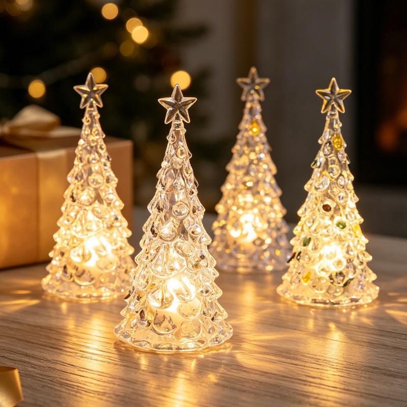 Christmas Tree Night Light Glow In The Dark Crystal Christmas Tree Lamp Christmas Desktop Ornaments Xmas Navidad Decoration