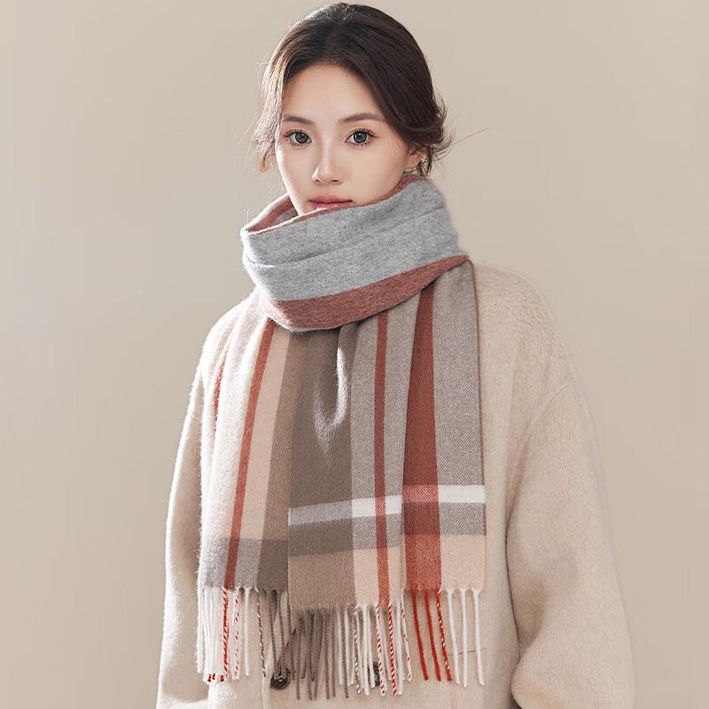 Hengyuanxiang Women's 100% Wool Plaid Winter Scarf